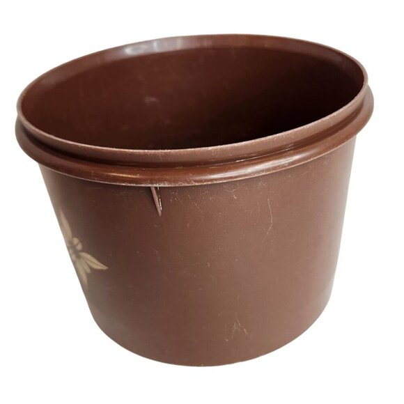 Vintage Brown Tupperware  Canister Container  5.25" tall x 7" wide No. 265-16 - Picture 12 of 13